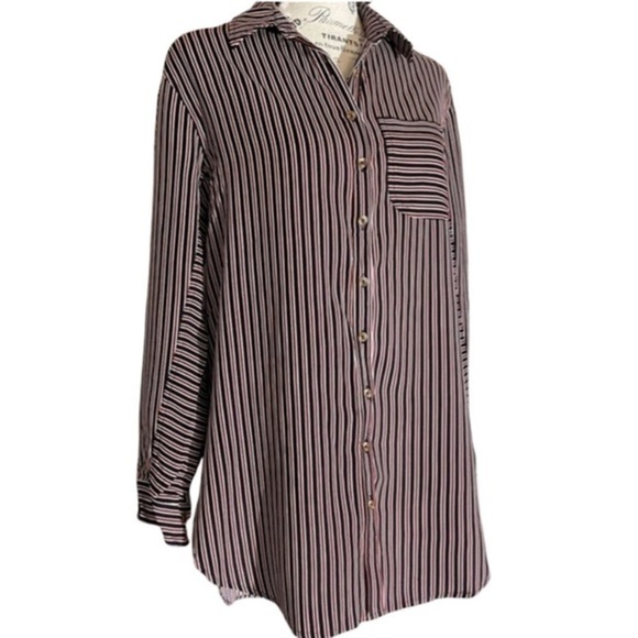 Maeve for Anthropologie Oversized Striped High Low Shirt - Picture 1 of 12